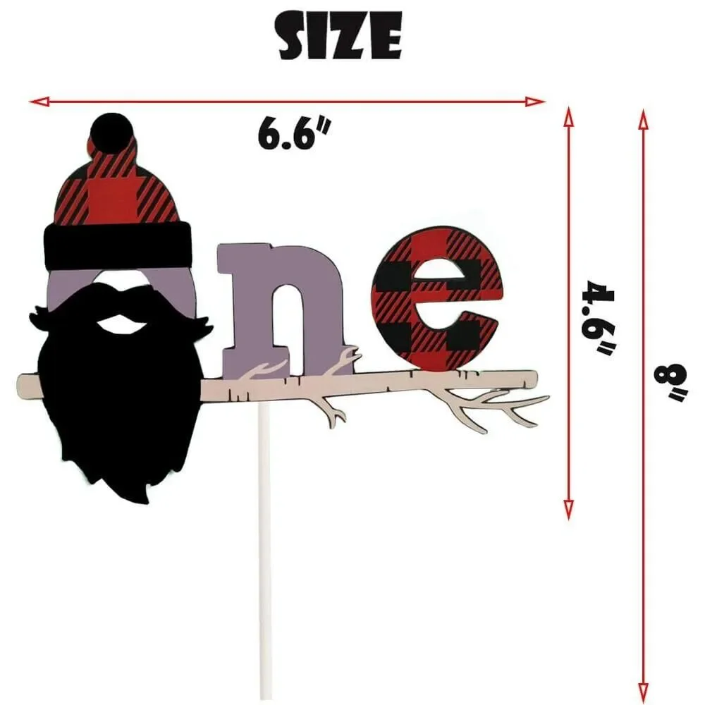 Lumberjack First Birthday Cake Topper Buffalo Plaid Rustic Cake Decoration